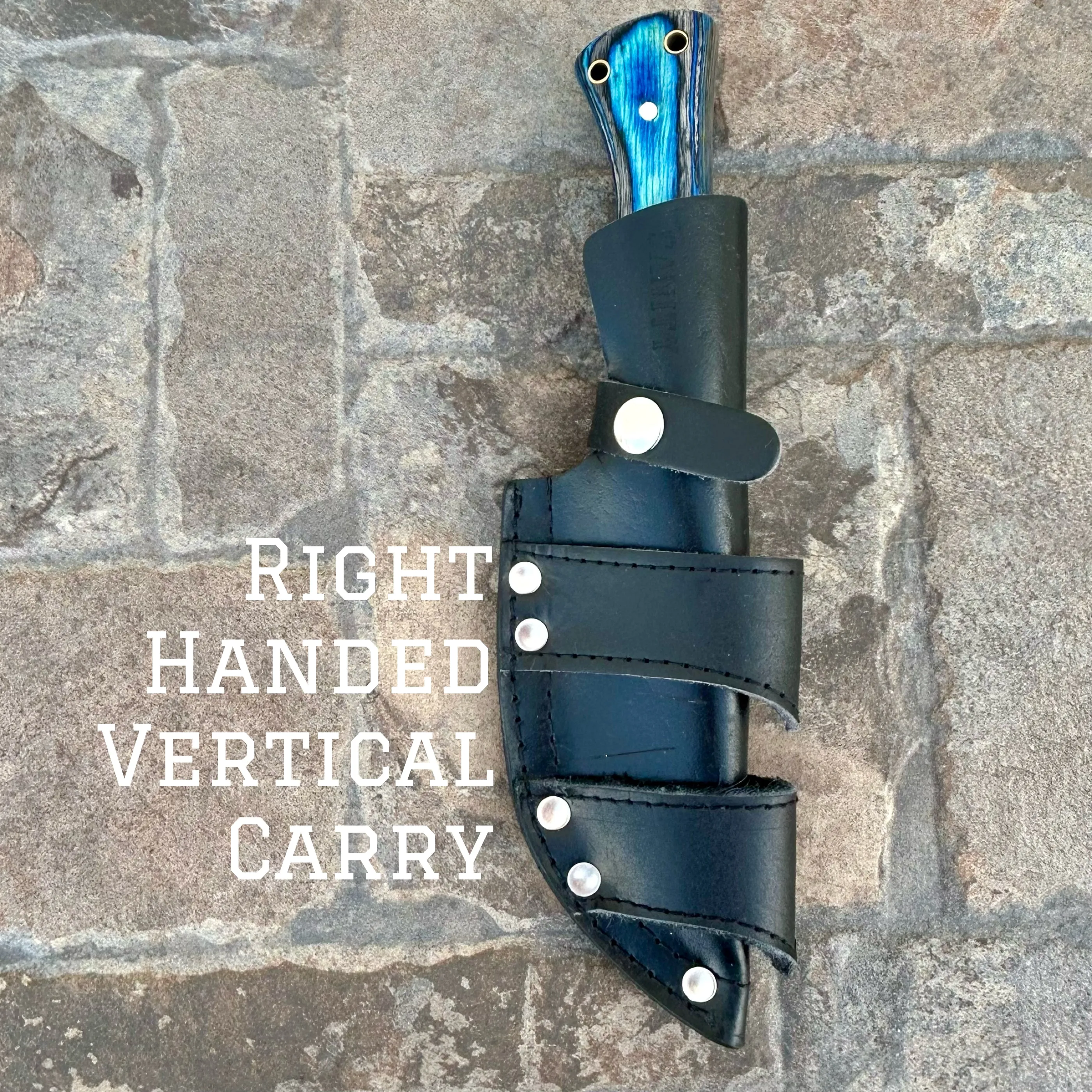 10” Rough Rider Series - I’ll Be Your Huckleberry - Blue & Black Wood - D2 Steel - Horizontal & Vertical Carry - CUS03