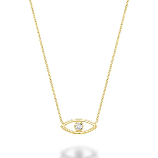 10k Gold Evil Eye Diamond Necklace