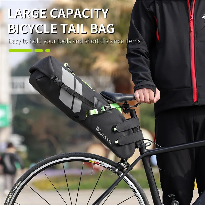 10L 17L Bike Saddle Bag Large Capacity Foldable Cycling Bag Waterproof Reflective MTB Road Bicycle Trunk Pannier