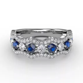 14K WHITE GOLD SAPPHIRE AND DIAMOND ENDLESS ROMANCE BAND