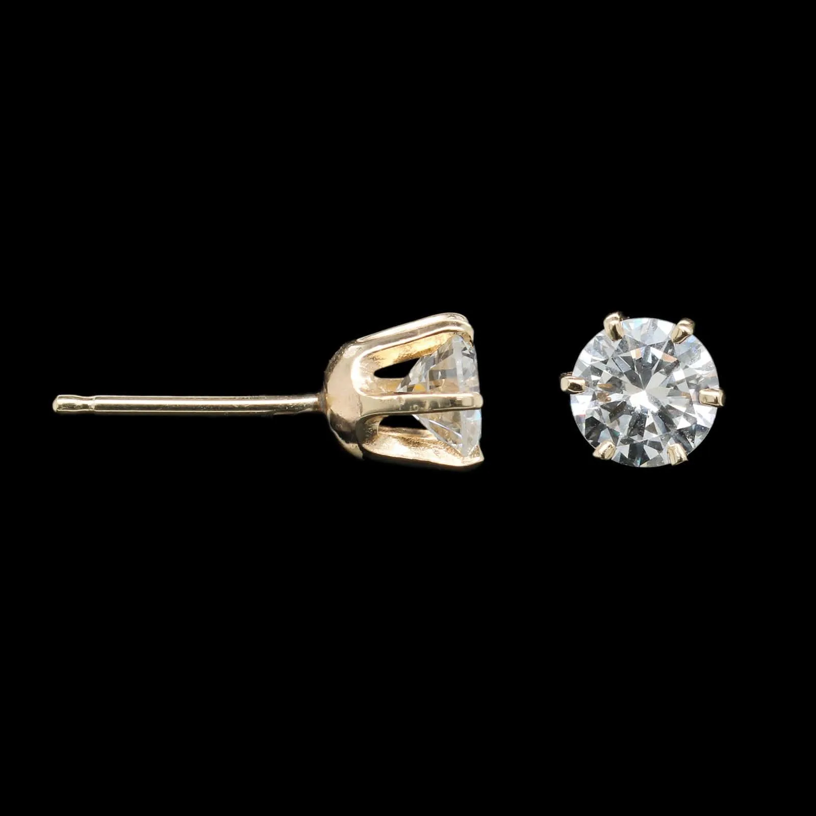 14K Yellow Gold Estate Diamond Stud Earrings