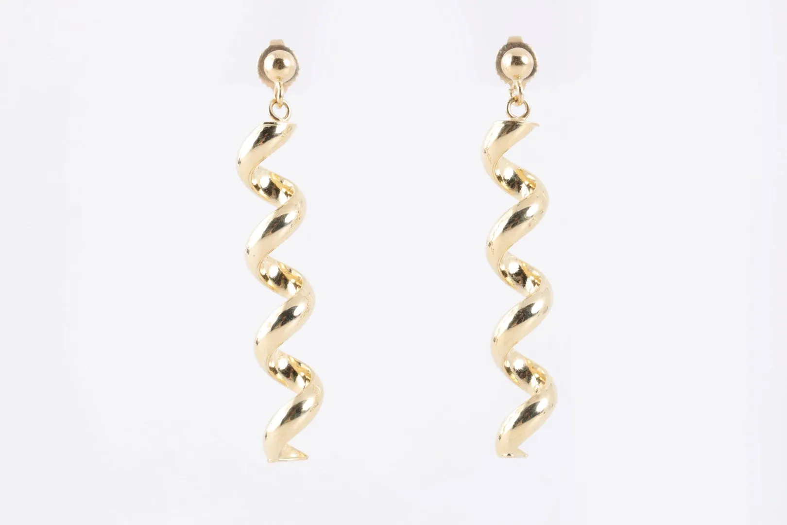 14k Yellow Gold Spiral Dangle Earrings (4.03g.)