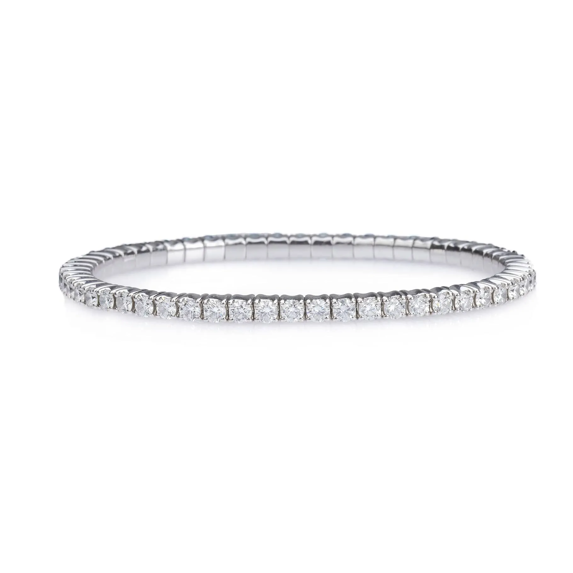 18K Gold Stretch & Stack Round Diamond Tennis Bracelet, 4.5 Carats, Natural Mined Diamonds