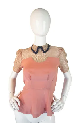 1940s Exceptional Pink & Netting Top