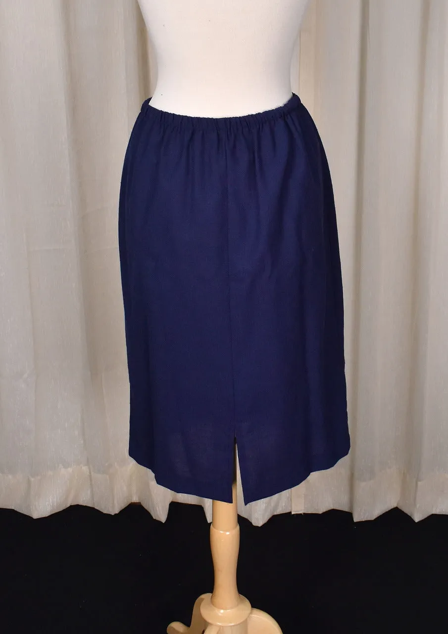 1940s Style Navy Peplum Skirt Suit