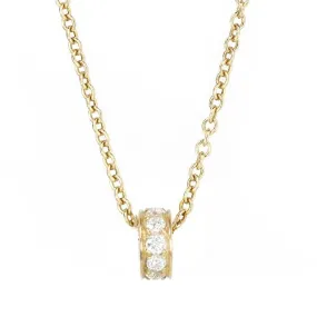 20K Gold and Single Row Pave Diamond Rondelle Necklace