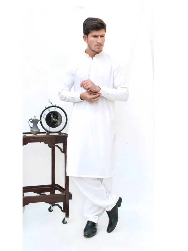 349 Men's Stitched Kameez Shalwar OFF White