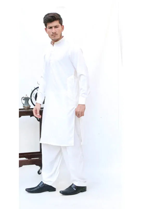 349 Men's Stitched Kameez Shalwar OFF White