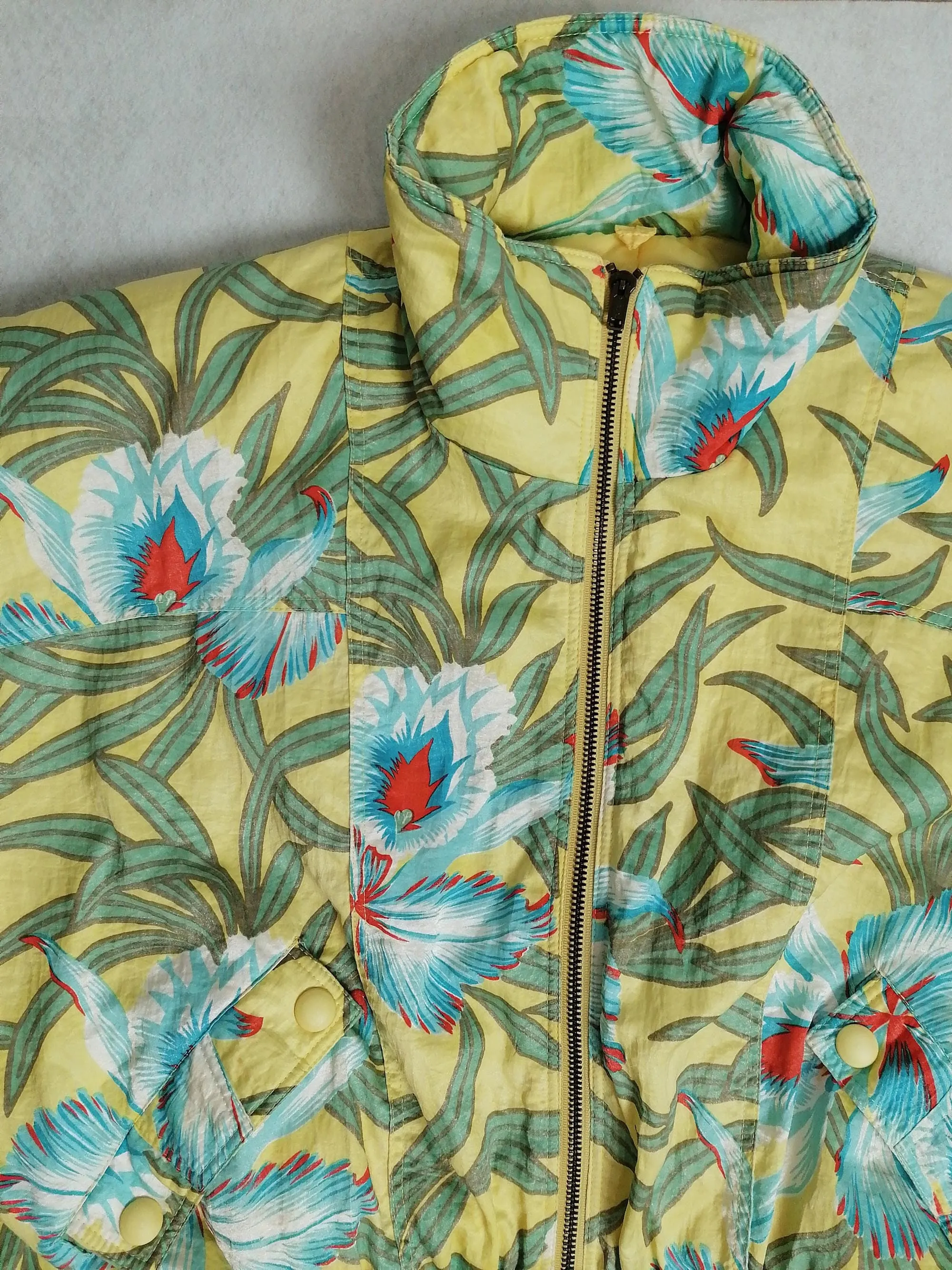 90's Ski Suit Crazy Print Tropical Flowers - size S-M