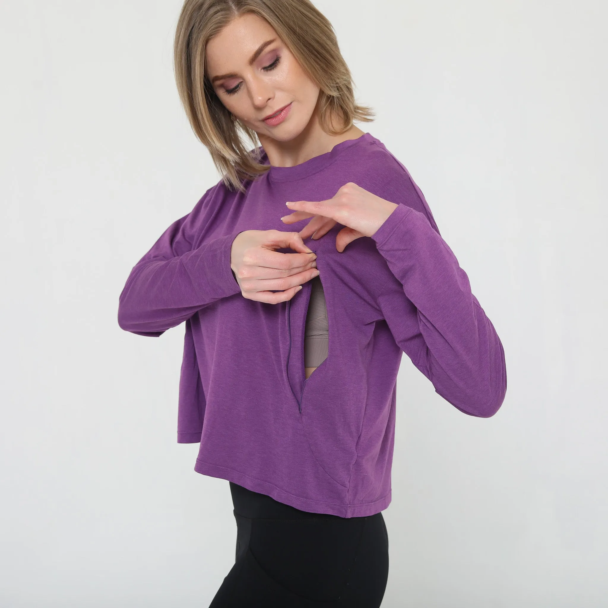 Abigail Long Sleeve Nursing Pullover (Ultra Violet)