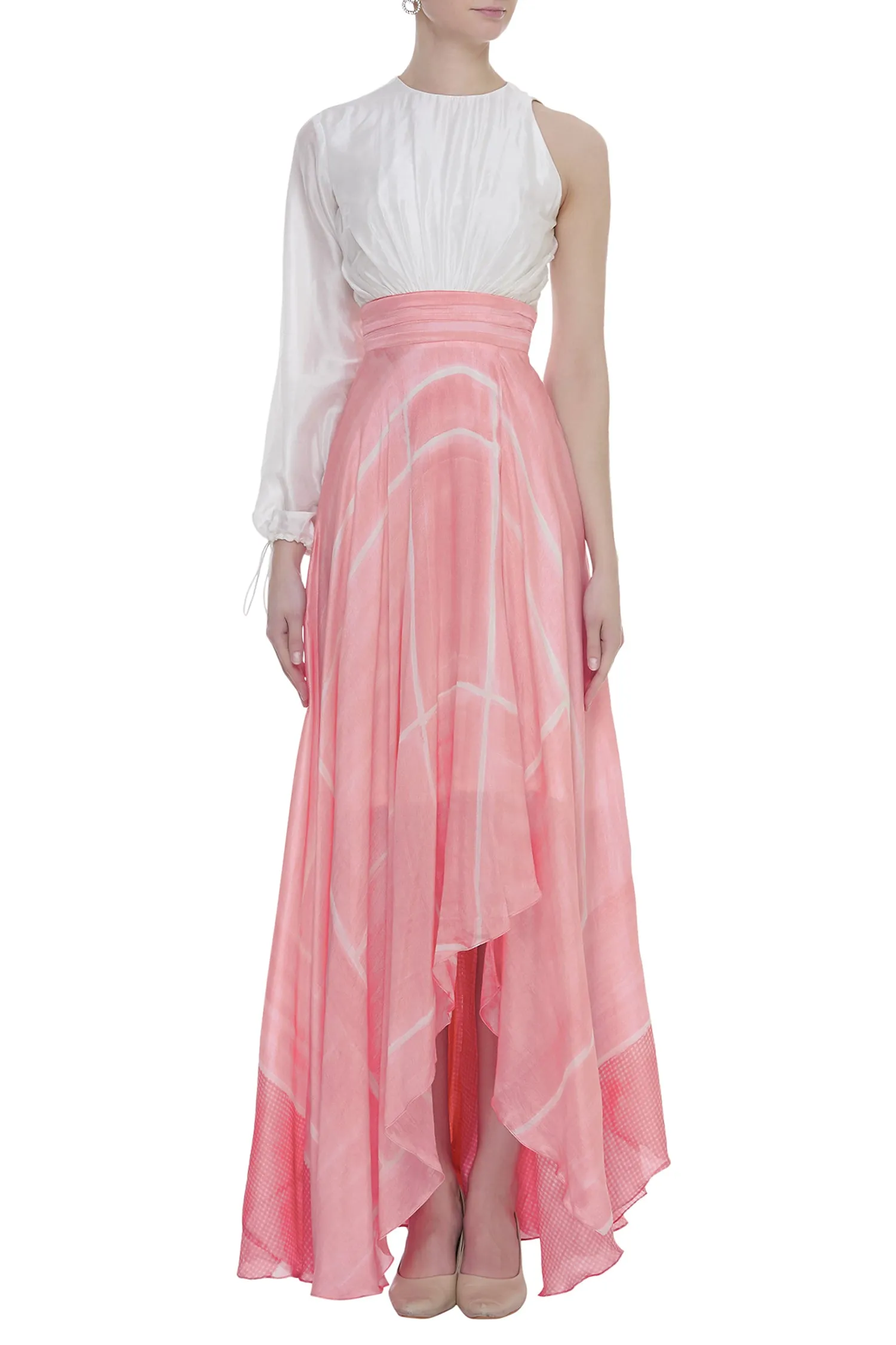 Abstract Printed Pink Long Dress