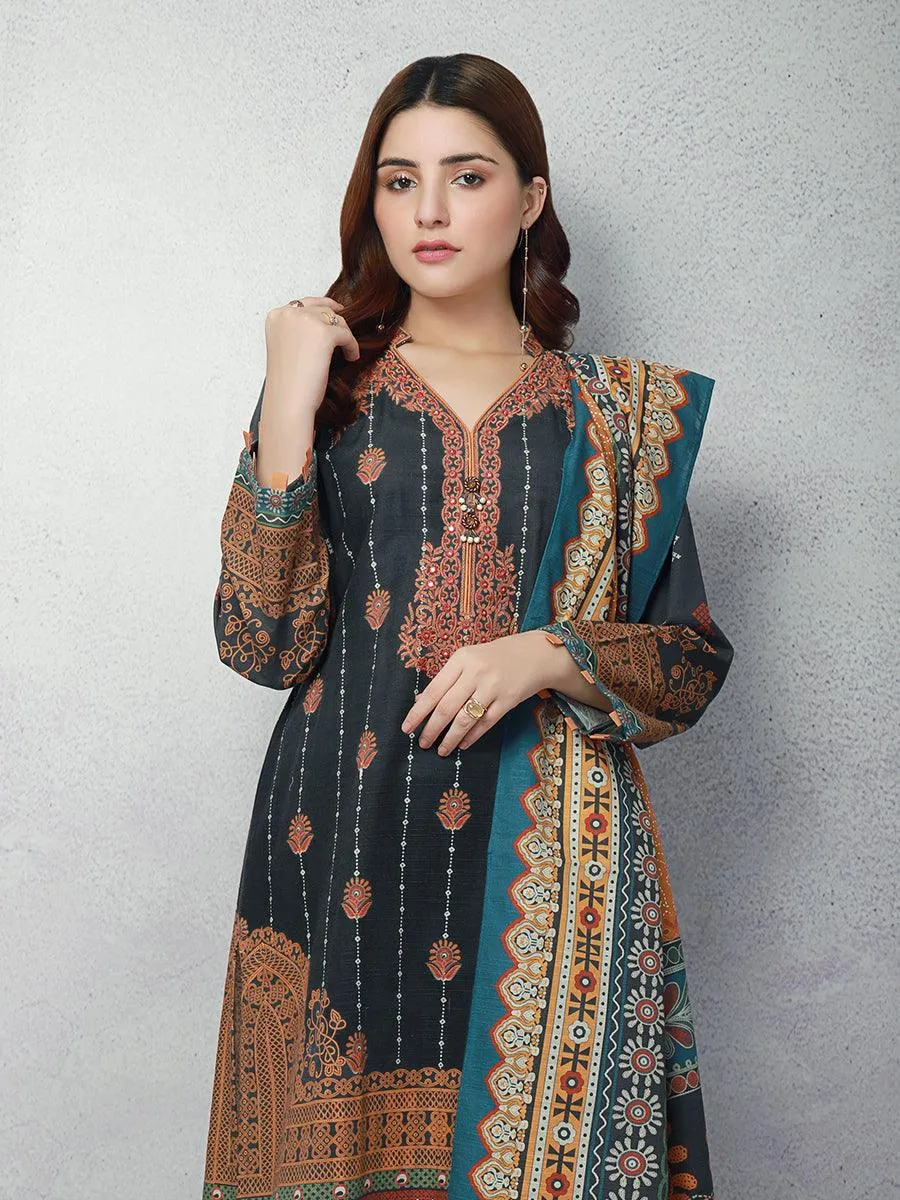 ACE Galleria Digital Embroidered Unstitched 3pc Khaddar Suit ACE 12104