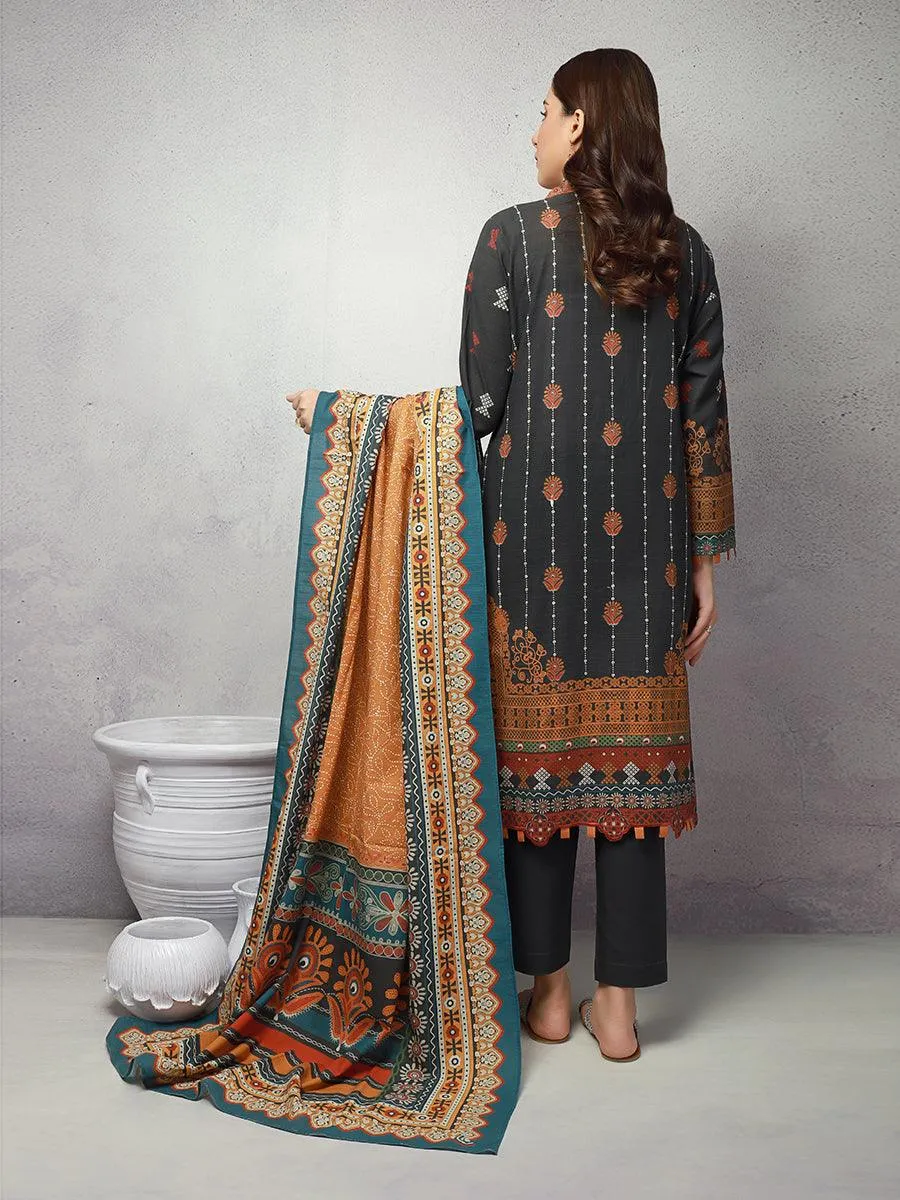 ACE Galleria Digital Embroidered Unstitched 3pc Khaddar Suit ACE 12104