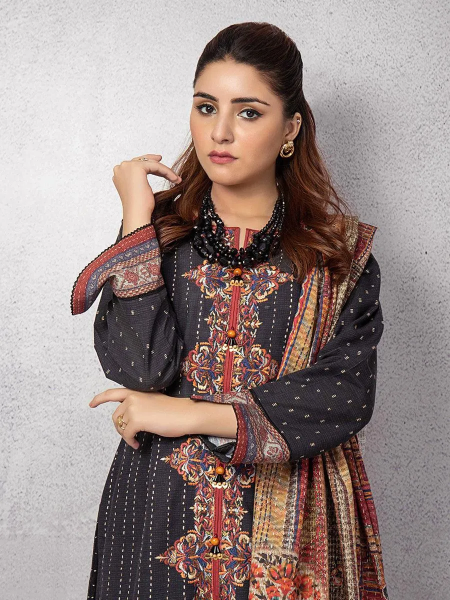 ACE Galleria Digital Embroidered Unstitched 3PC Khaddar Suit ACE 12107