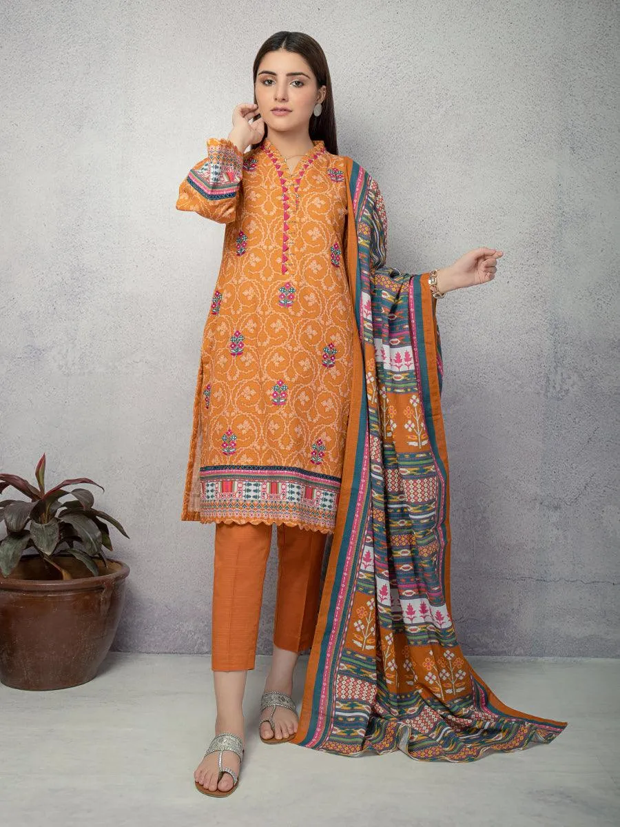 ACE Galleria Digital Embroidered Unstitched 3pc Khaddar Suit ACE 12129