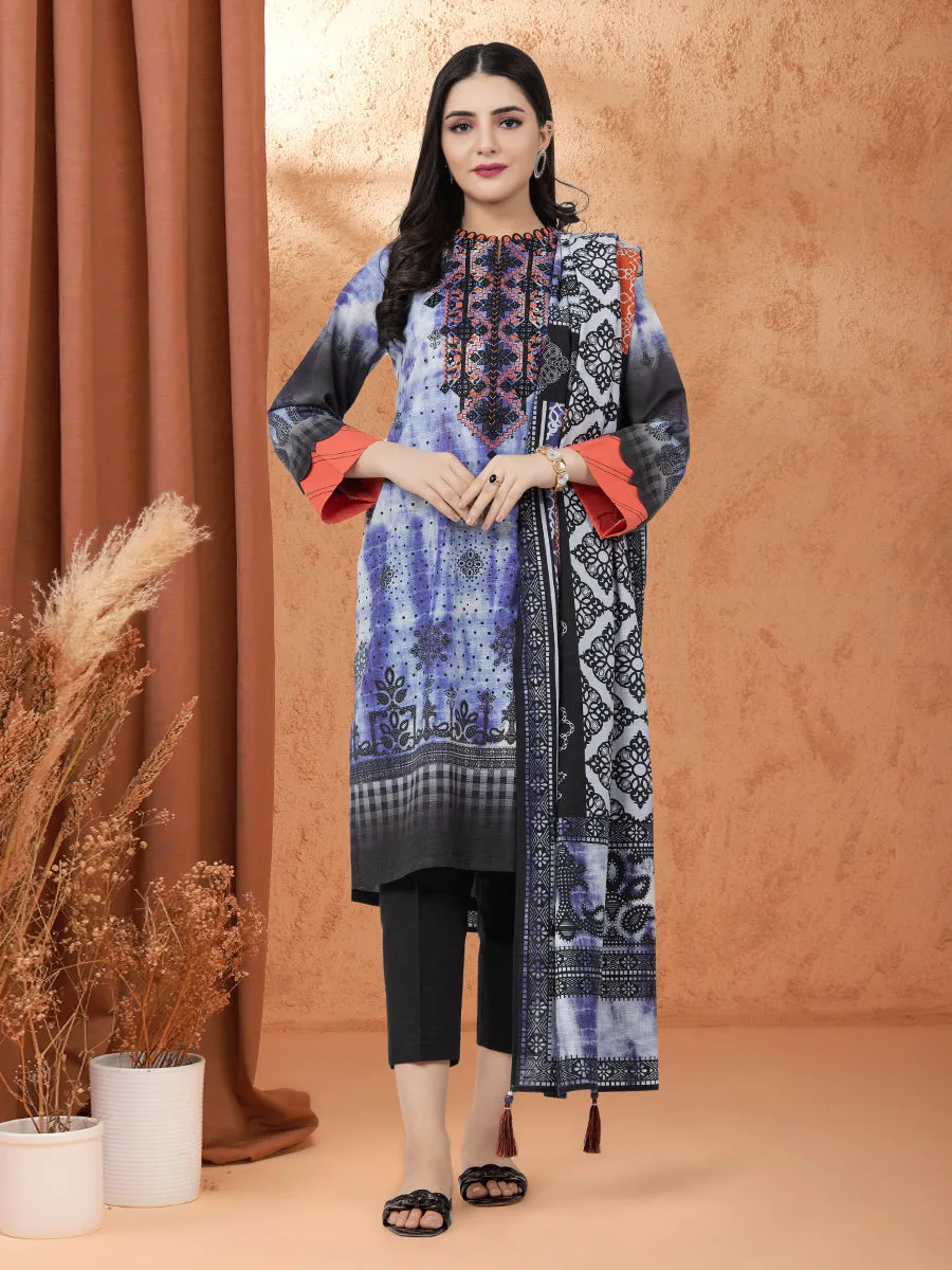 ACE Galleria Digital Embroidered Unstitched 3Pc Khaddar Suit ACE 12147