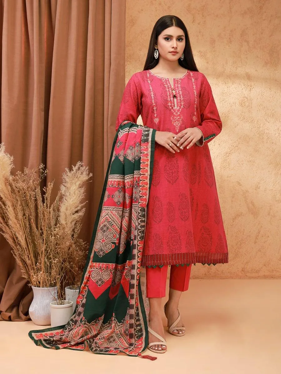 ACE Galleria Digital Embroidered Unstitched 3pc Khaddar Suit ACE 12152