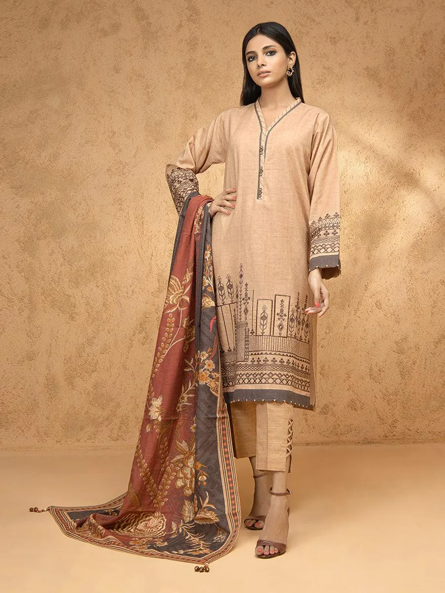 ACE Galleria Digital Embroidered Unstitched 3pc Khaddar Suit ACE 12156