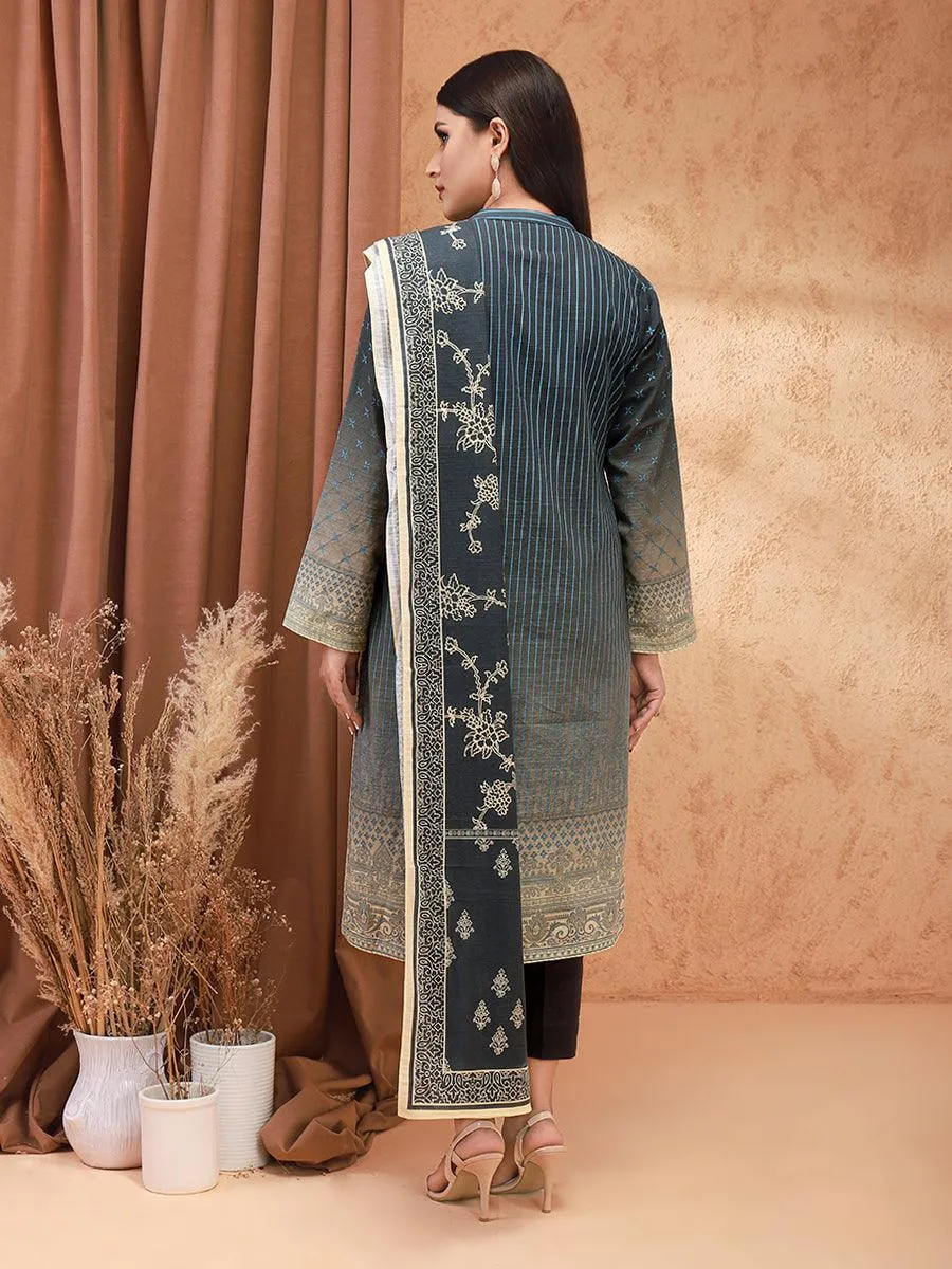 ACE Galleria Digital Embroidered Unstitched 3pc Khaddar Suit ACE 12158