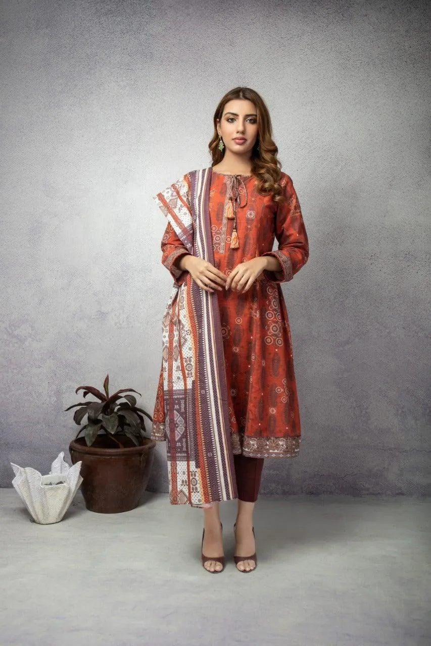 ACE Galleria Digital Printed Unstitched 3 Piece Khaddar Suit ACE 12100