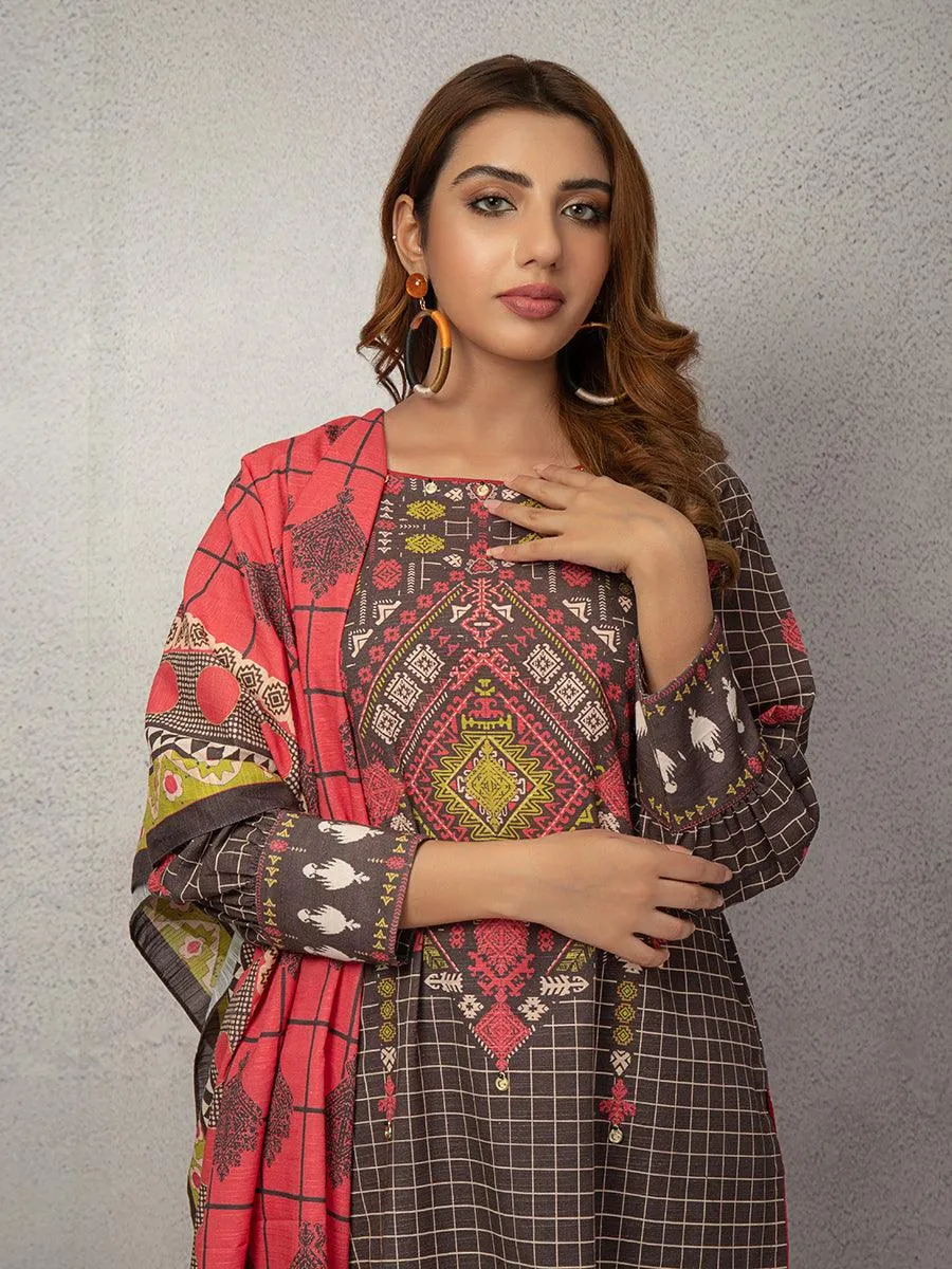 ACE Galleria Digital Printed Unstitched 3 Piece Khaddar Suit ACE 12126