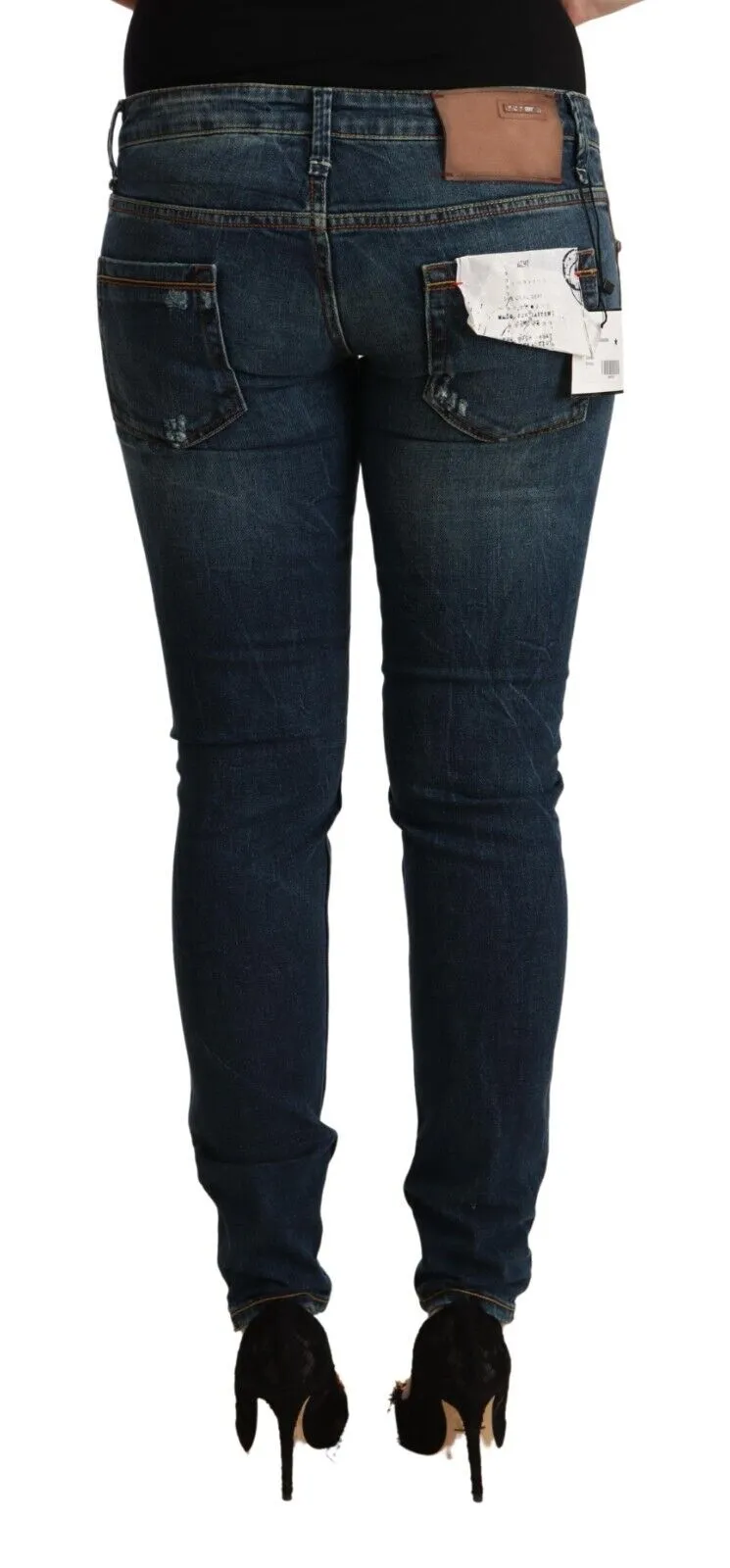 Acht Blue Washed Low Waist Slim Fit Denim Jeans