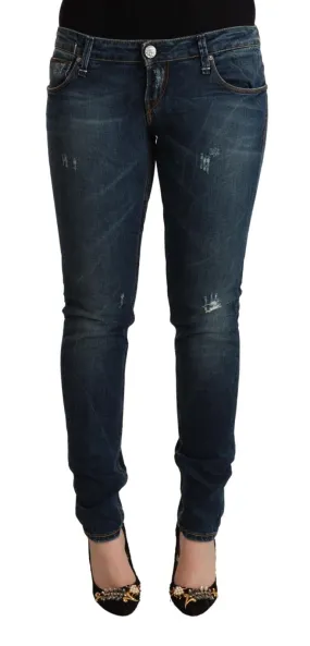 Acht Blue Washed Low Waist Slim Fit Denim Jeans