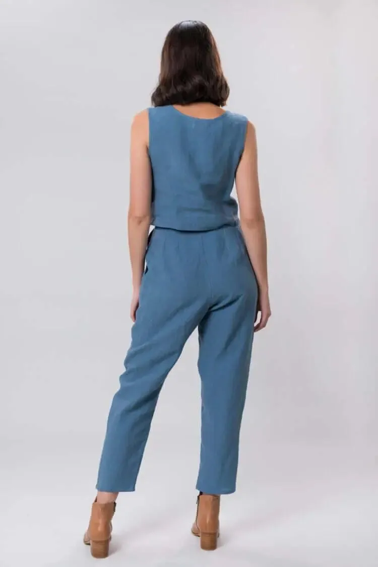 Ada linen pants in sky by Wilga Clothing