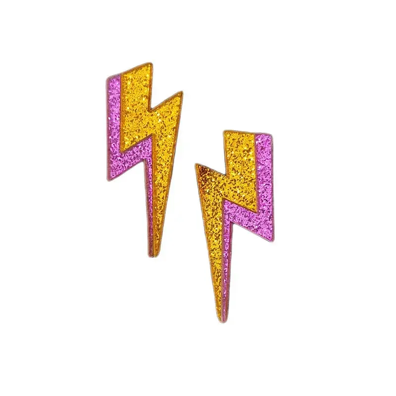 Aesthetic Glitter Lightning Acrylic Stud Earrings