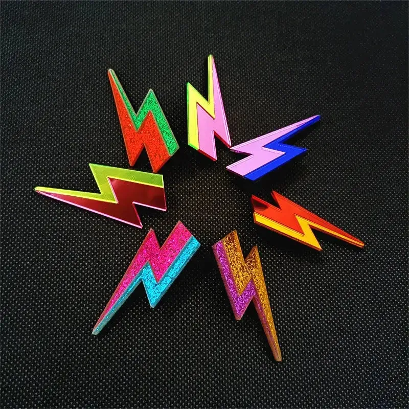 Aesthetic Glitter Lightning Acrylic Stud Earrings