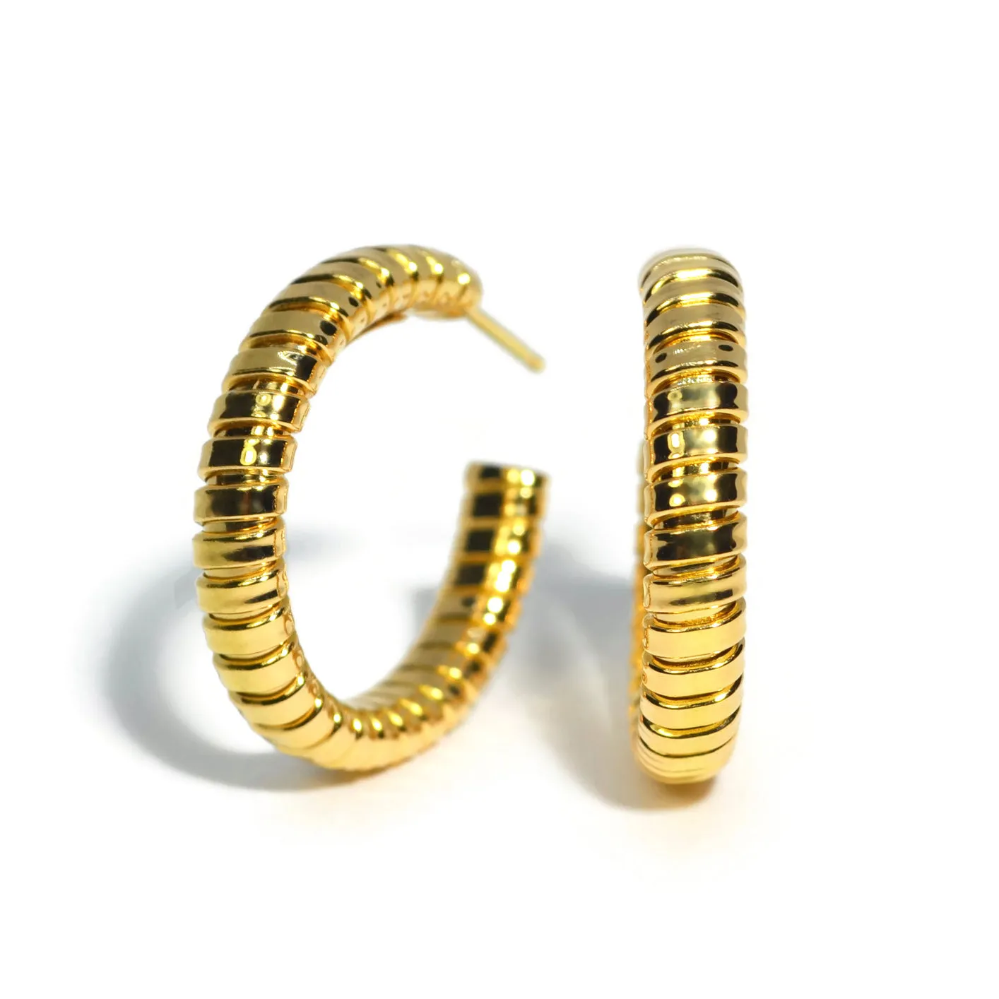 AFJ Gold Collection - Tubogas Hoop Earrings, 18k Yellow Gold