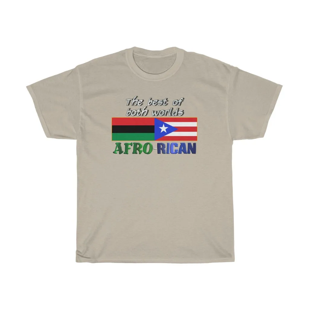 Afro Rican Flags Best Of Both Worlds - Unisex Heavy Cotton Tee