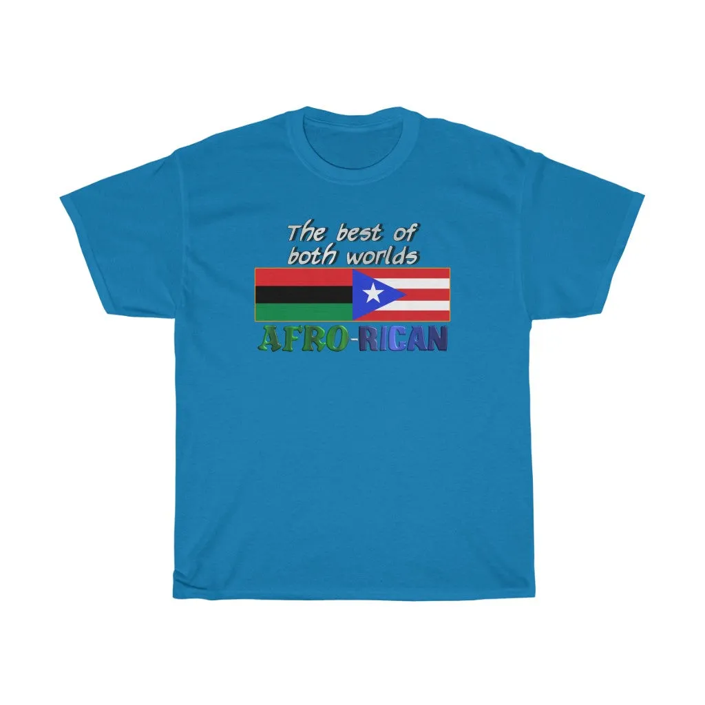 Afro Rican Flags Best Of Both Worlds - Unisex Heavy Cotton Tee