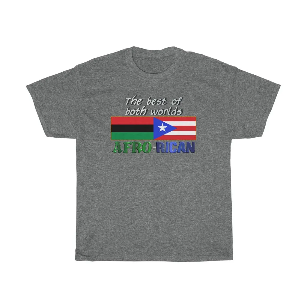 Afro Rican Flags Best Of Both Worlds - Unisex Heavy Cotton Tee