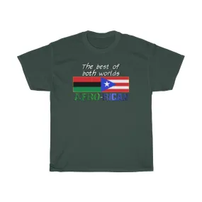 Afro Rican Flags Best Of Both Worlds - Unisex Heavy Cotton Tee