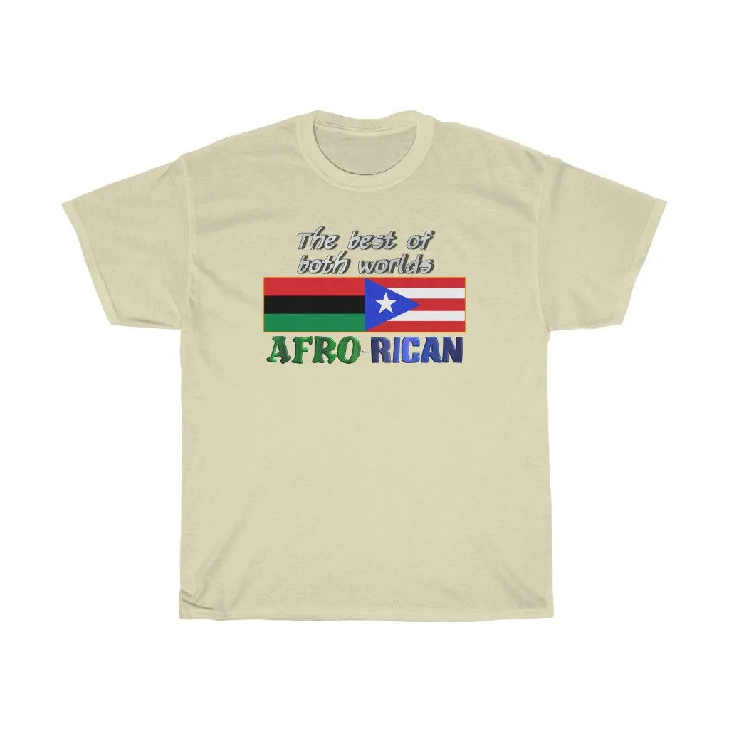 Afro Rican Flags Best Of Both Worlds - Unisex Heavy Cotton Tee