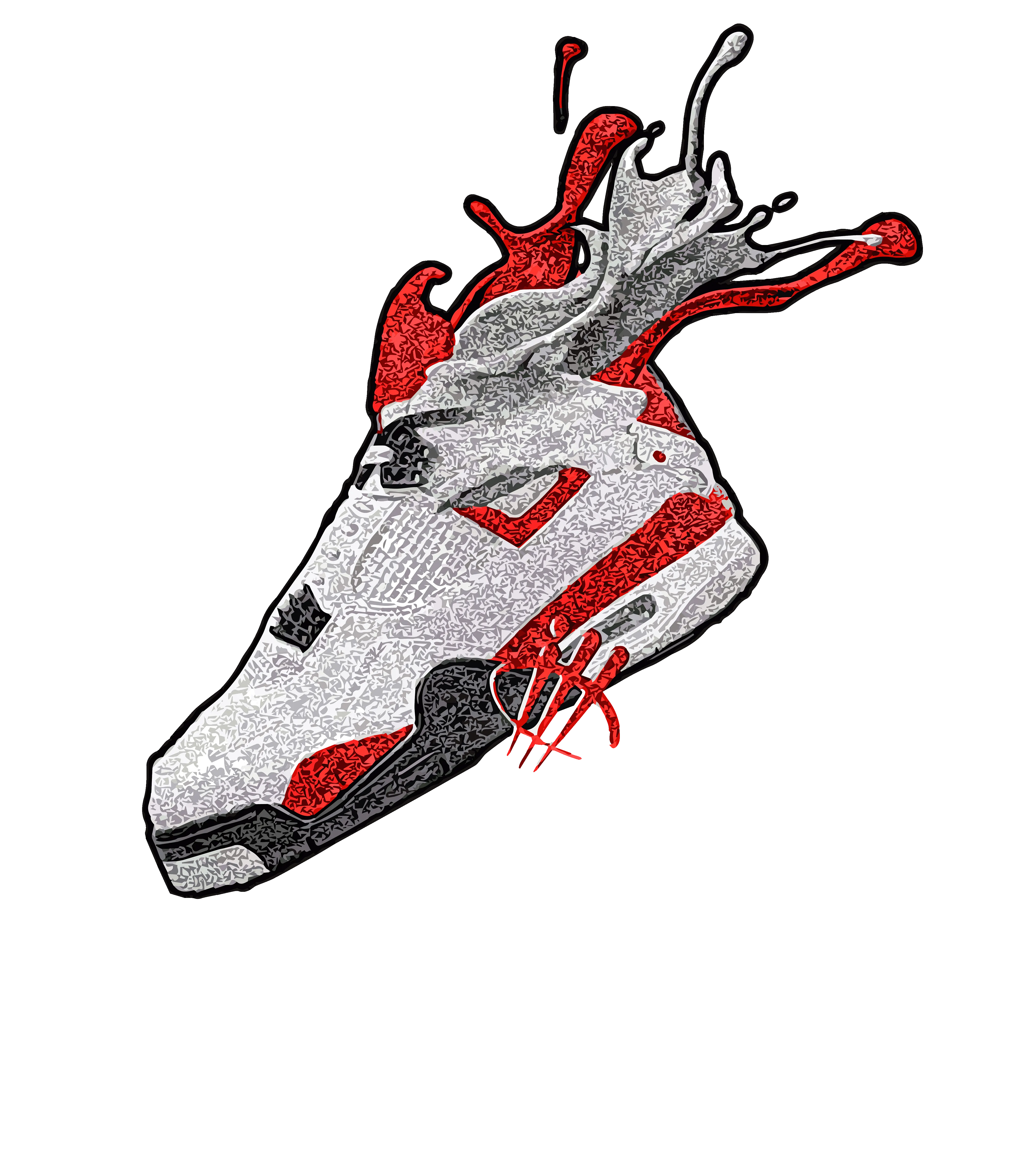 Air Jordan 4 "Red Cement" Black T-Shirt (SPLASH)