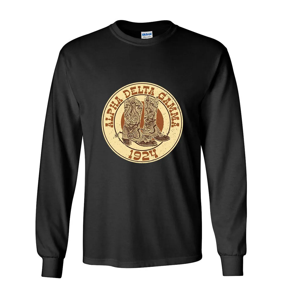 Alpha Delta Gamma Country Boots Ultra Cotton Adult Long Sleeve T-Shirt T-Shirt