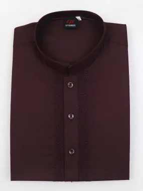 AM Men's Festive Embroidery Kurta Dark Brown