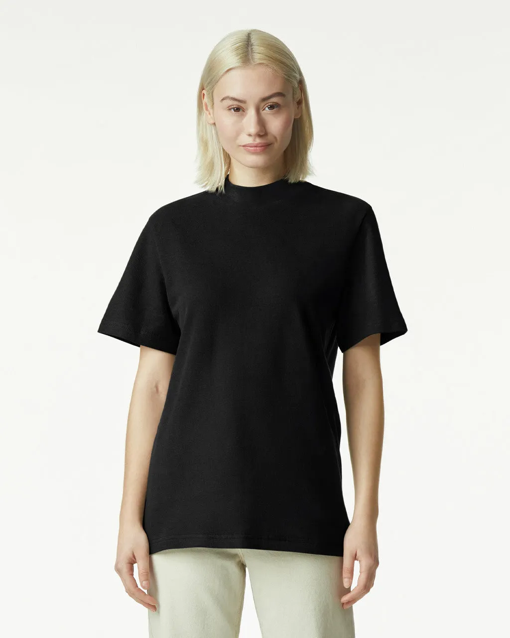 American Apparel Pique Unisex Mockneck T-shirt (1PQ)