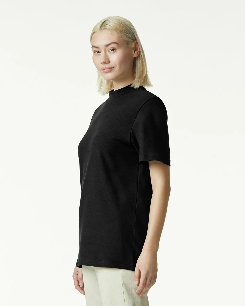 American Apparel Pique Unisex Mockneck T-shirt (1PQ)