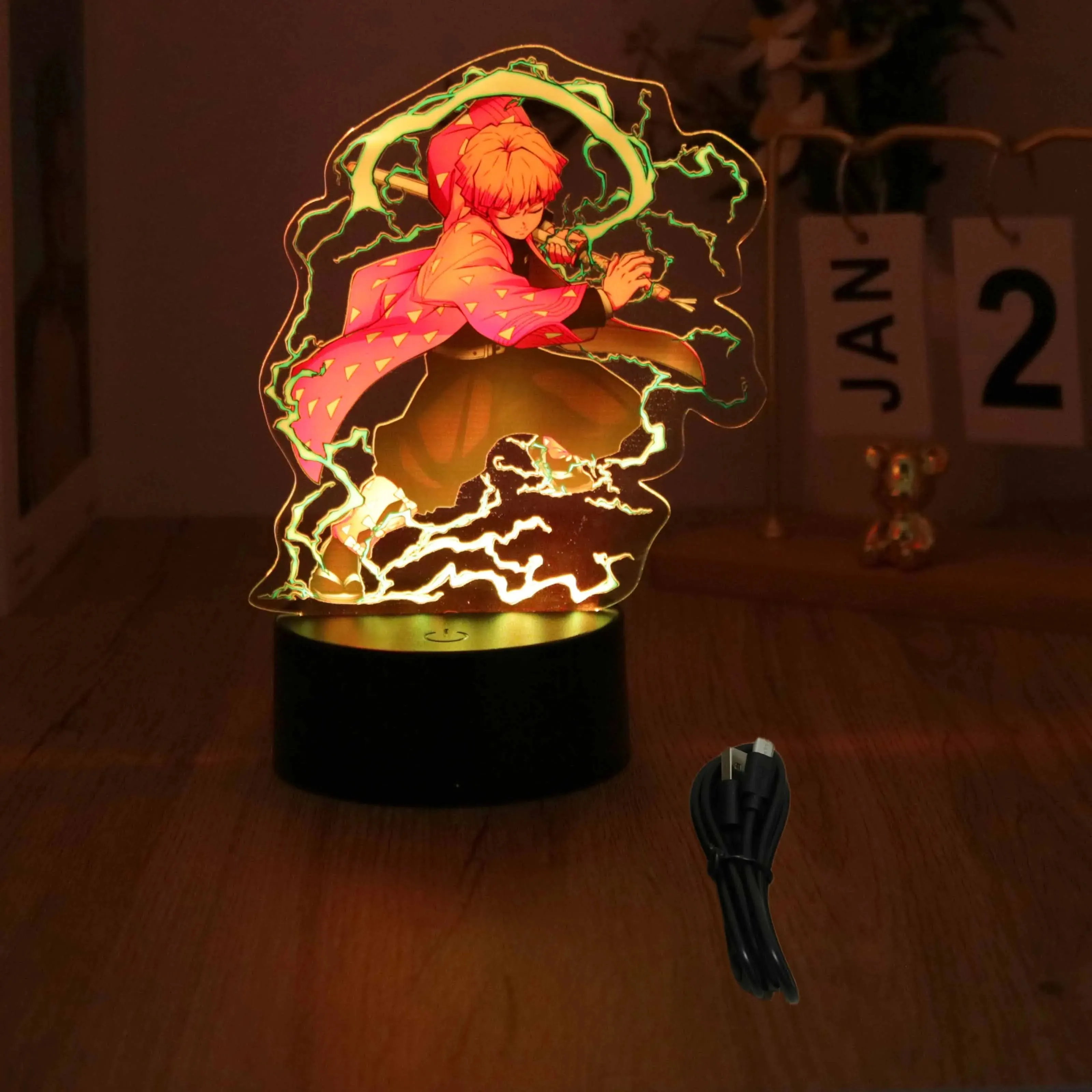 Anime Figures 3D Lamp Tanjirou Nezuko Zenitsu Led Night Light