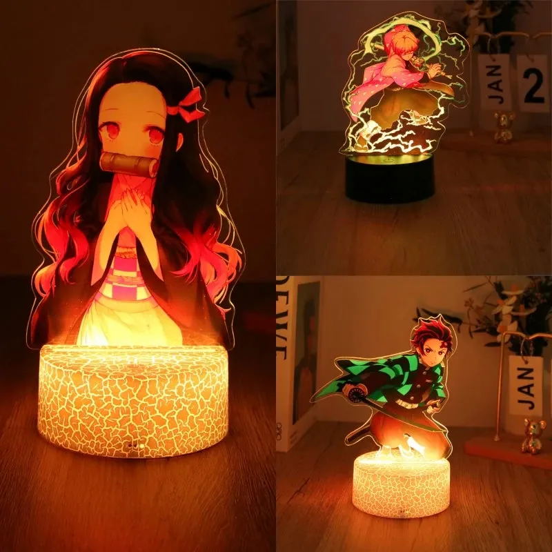 Anime Figures 3D Lamp Tanjirou Nezuko Zenitsu Led Night Light