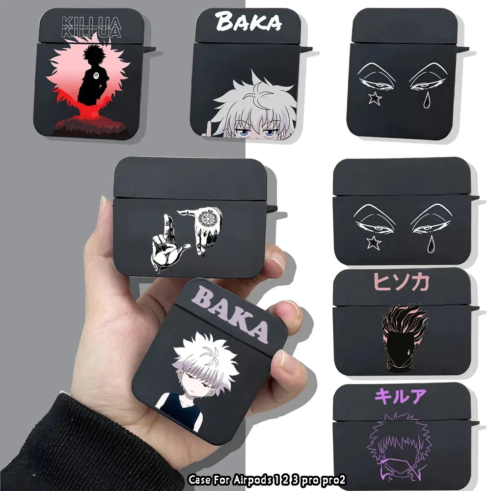 Anime Killua Hunter X Hunters AirPods Case for Air Pod Pro2 3 2 1 Pro Wireless Bluetooth Earphone Box Hisoka Black Cover Capa