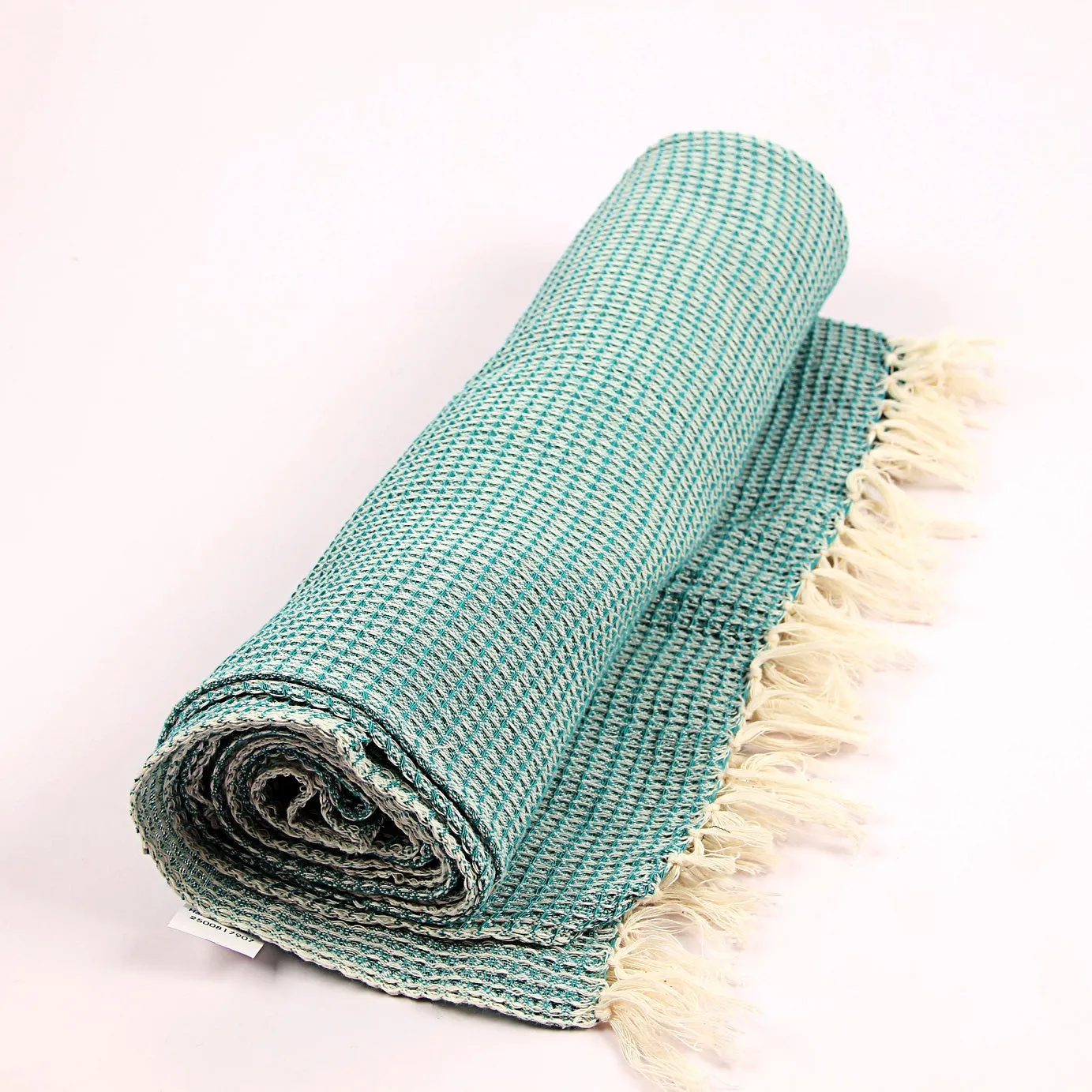 Aqua Blue Hand Woven Natural Dyed Waffle Weave Bath Towel