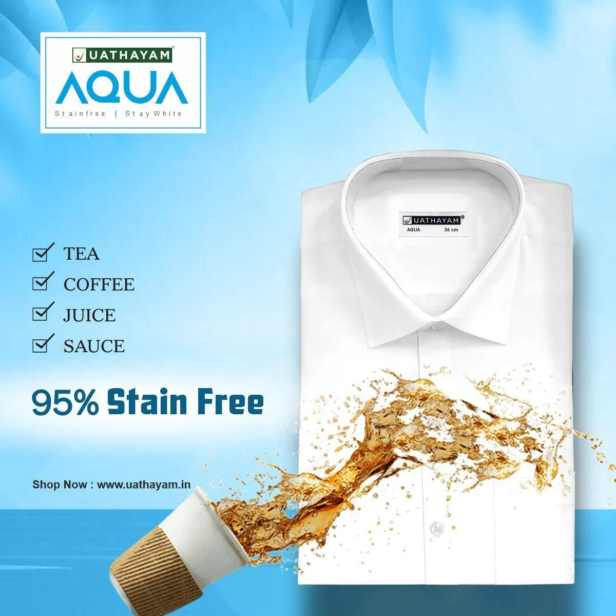 AQUA Stain Free White Shirts