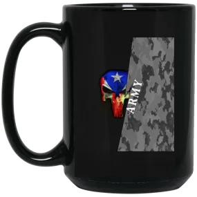 Army Camo Flag Skull - 15 oz. Black Mug