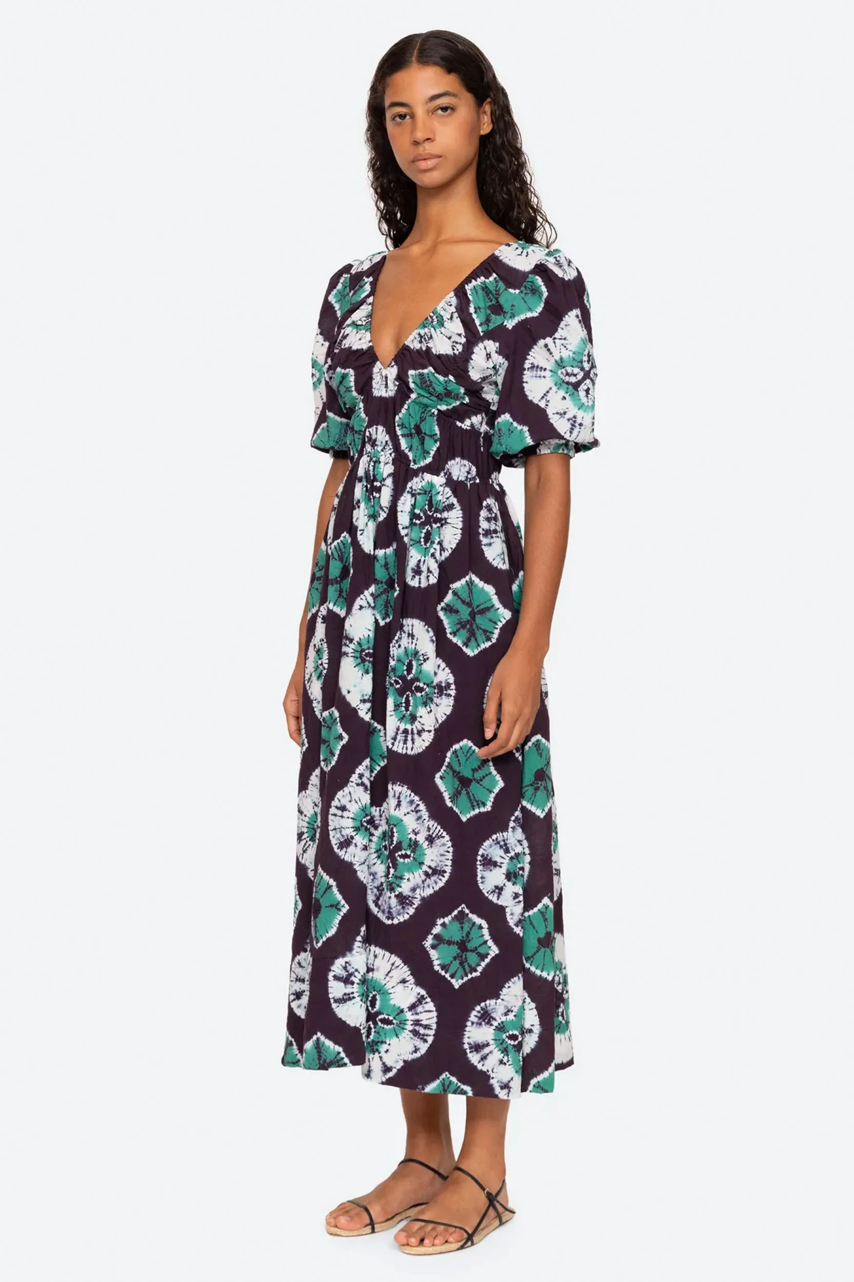 Aveline Puff Sleeve Dress in Teal