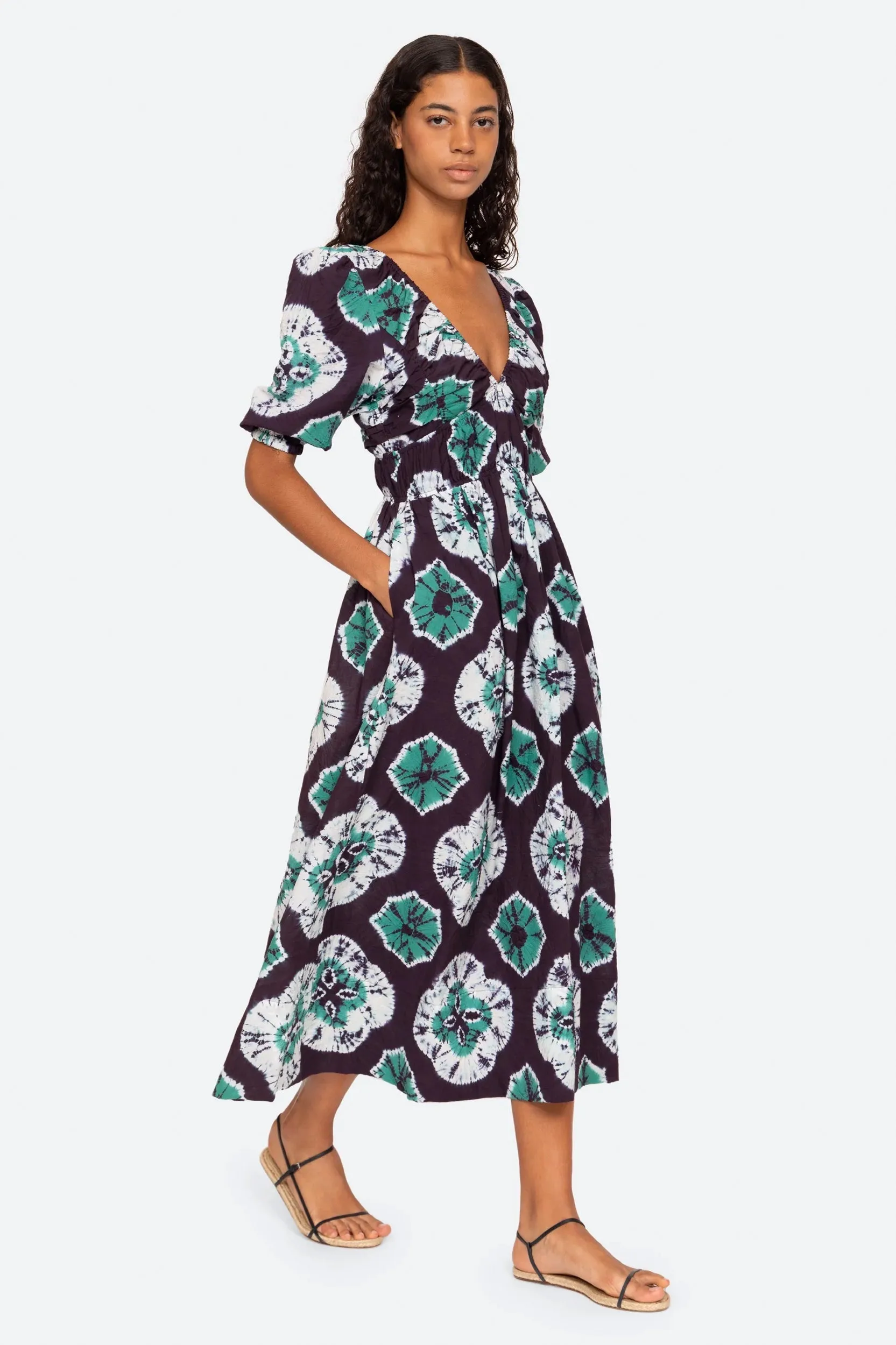 Aveline Puff Sleeve Dress in Teal