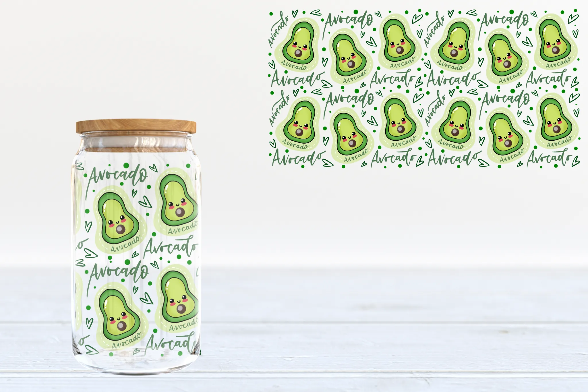 Avocado UV DTF 16oz Cup Wrap #92 - IN STOCK